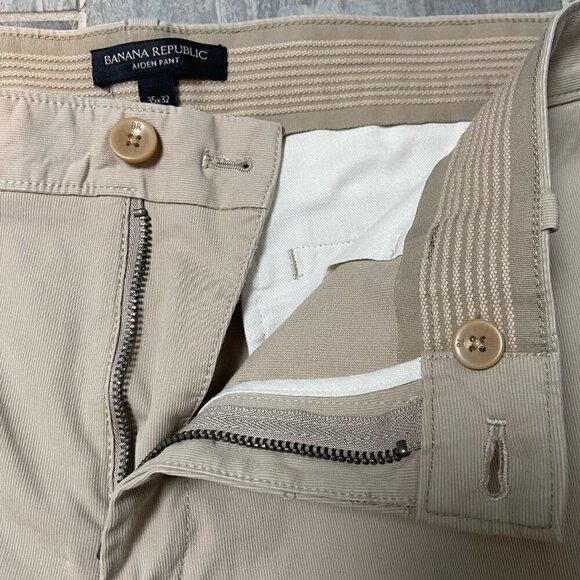 Banana Republic Aiden Pants Chinos Khakis Tan 35X32 - Picture 3 of 6